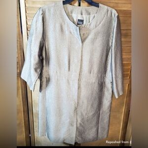 Eileen Fisher Dress Coat Metallic Texture Finish Size Large in New Condition